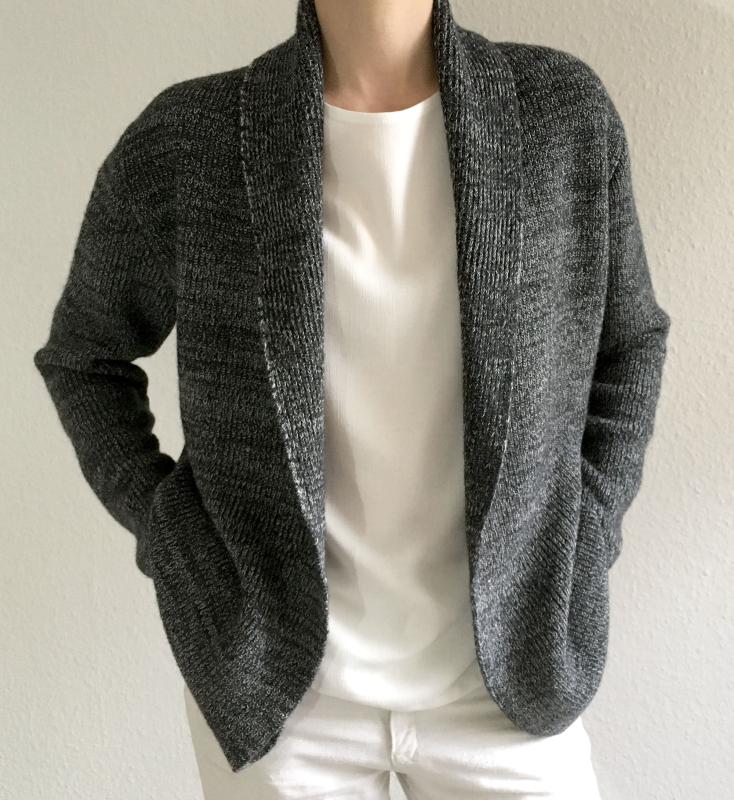 Schalkragenjacke,  anthrazit - natur meliert